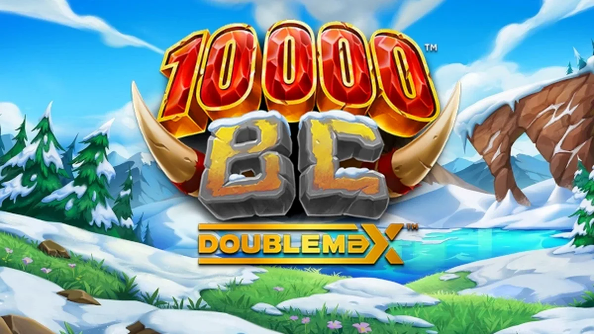 Tampilan visual slot 10000 BC DoubleMax dengan latar belakang pegunungan es