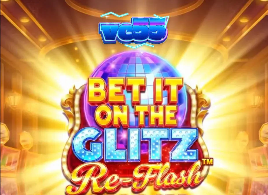 Tampilan visual slot Bet It on the Glitz Re-Flash dengan nuansa neon Vegas.