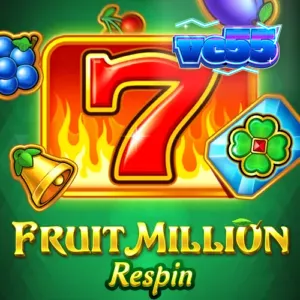 Tampilan visual slot Fruit Million Respin dengan simbol buah klasik dan fitur Expanding Wild.